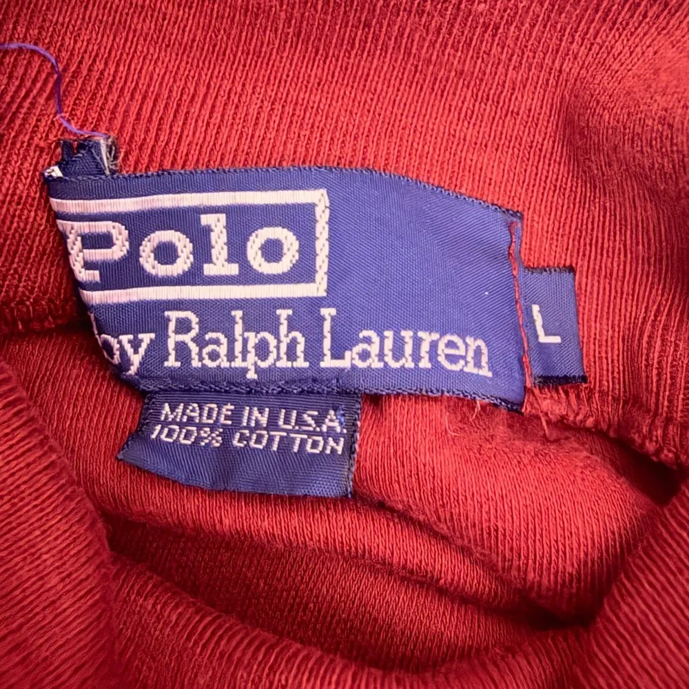Vintage Polo Ralph Lauren Turtleneck Men L Maroon Green Pony USA Made Holiday